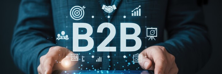 Business to business concept displayed on a tablet.