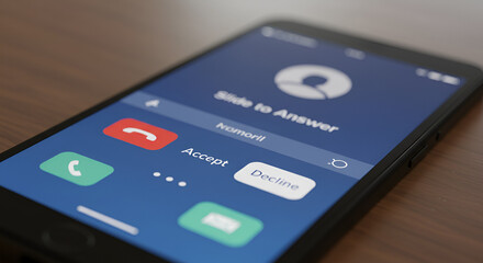 Incoming phone call on a smartphone with accept and decline buttons displayed
