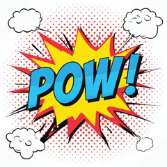 Fototapeta premium POW! Comic Book Style Explosion Graphic – Retro Pop Art Sound Effect with Bold Impact