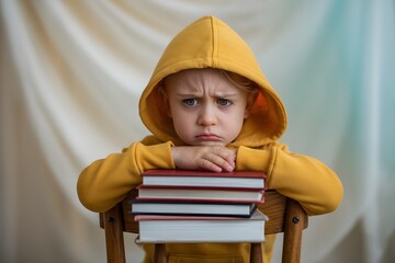 Child with Books, Frustration and Back to School