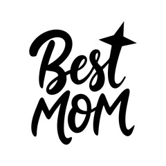 Funky handwritten best mom lettering design with love and colorful composition