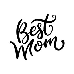 Hand drawn calligraphy best mom typography design with decorative lettering