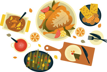 set of food menu vector illustration
