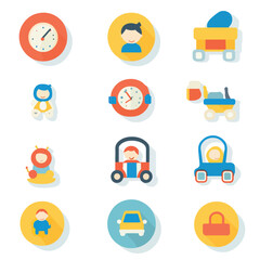 D Flat icon Childcare & Parenting Icons isolated in White Background