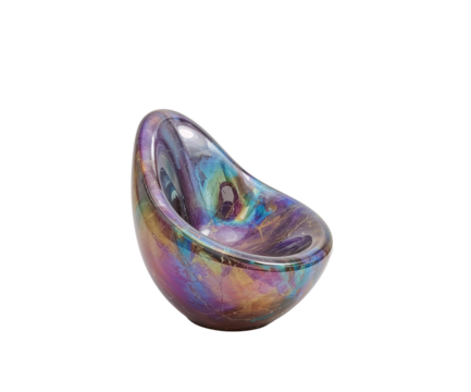 Mesmerizing Teardrop Seat, A Lucid Realism Depiction of Modern Furniture Design and Iridescent Textures
