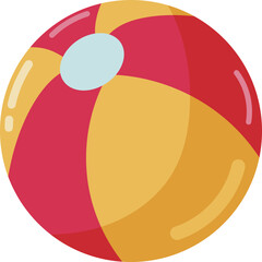 Flat Style Summer Beach Ball Illustration