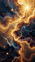 Obraz premium Vibrant Cosmic Nebula with Radiant Energy and Celestial Glow