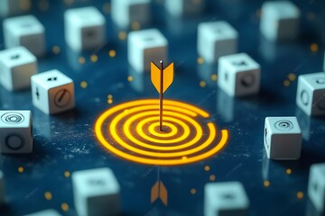 The arrow hit the highlighted yellow target. Advertising, marketing and targeting. Do not get distracted on unimportant targets. Use all your endeavor to achieve the main goal.
