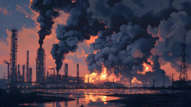 Smoke and Fire Explosion in the Chaos of War