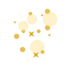 Golden bokeh confetti cluster with sparkles, ideal for festive decorations and invitations.