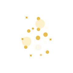 Golden bokeh confetti cluster with sparkles, ideal for festive decorations and invitations.