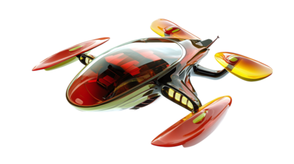 • A futuristic drone concept for personal transportation, isolated on white background in HD 
