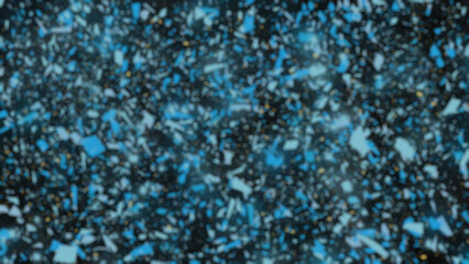 青色のピンボケ紙吹雪とノイズの抽象背景｜爽やか,幻想的,祝祭,光,抽象

