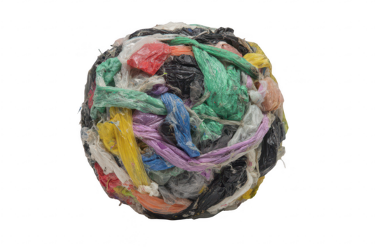 Colorful plastic ball of recycled materials