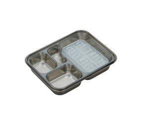 Sleek Modern Stainless Steel Lunch Prep Tray with Removable Compartments for Organized Meal Planning and Portion Control