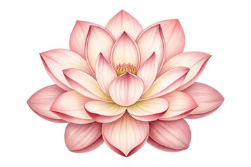 Delicate pink lotus flower illustration with soft petals and white background