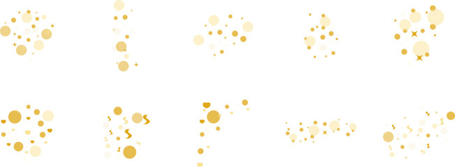 Golden swirl and bokeh confetti scatter, ideal for celebration and festive backgrounds.