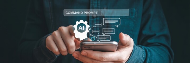 Person interacting with an AI interface on a smartphone.