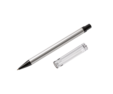 Sleek Silver Stylus Pen with Detached Clear Cap Isolated to Showcase Refined Design and Technological Sophistication for Creative Professionals