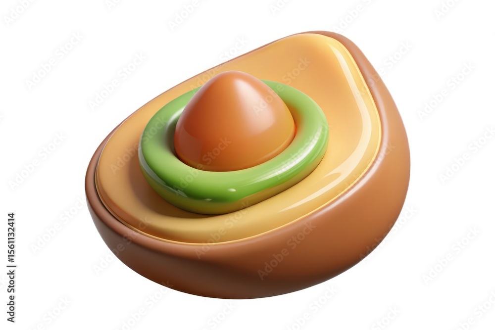 Poster stylized 3d render of an avocado cross section