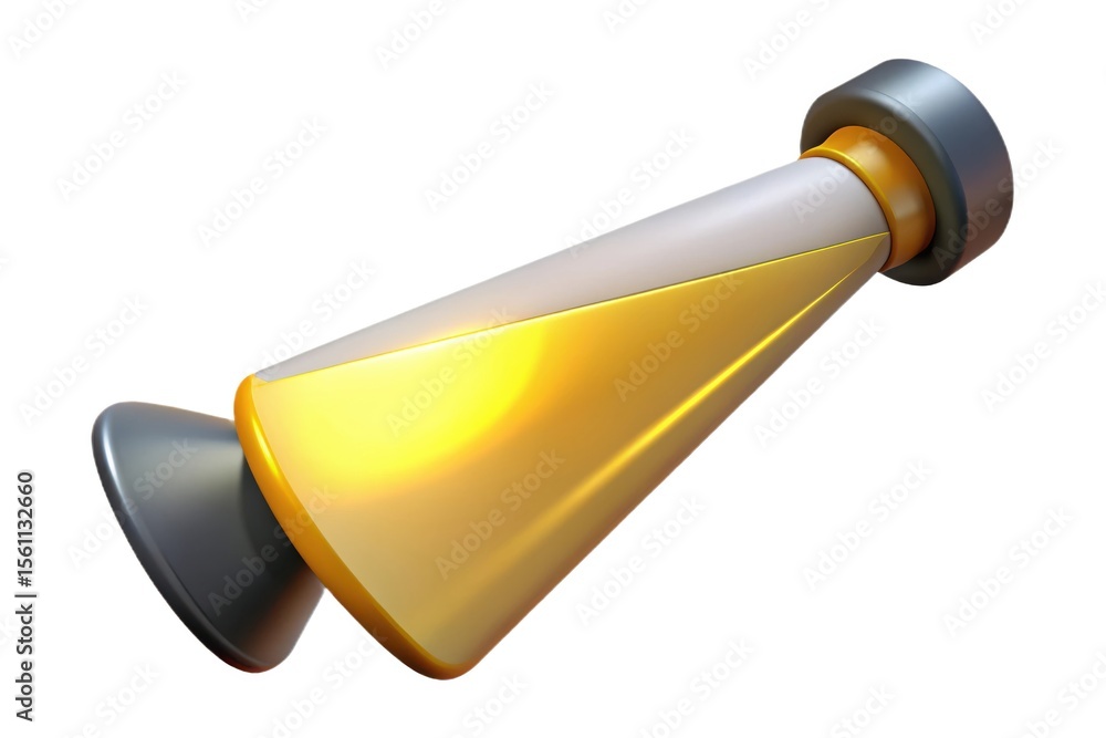 Poster abstract 3d render of a gold and gray conical object