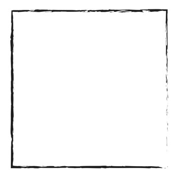 Grunge vector ink hand painted brush stroke frame. Monochrome grunge background. Retro vintage style background. Abstract texture background. Rectangle, square frame isolated on white&nbsp;background. 