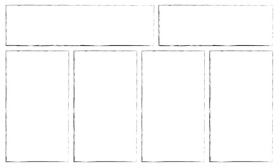 Grunge vector ink hand painted brush stroke frame. Monochrome grunge background. Retro vintage style background. Abstract texture background. Rectangle, square frame isolated on white&nbsp;background. 