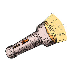 retro flashlight sketch hand drawn vector