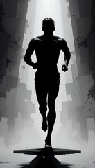 Confident jogger silhouette in classic athletic rhythm