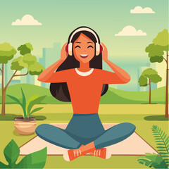 Obraz premium woman enjoying music with headphones