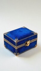 Obraz premium Luxurious sapphire blue jewelry box, intricately designed with elegant details, perfect for storing precious jewels Ideal for gifting or personal use , elegant, lid