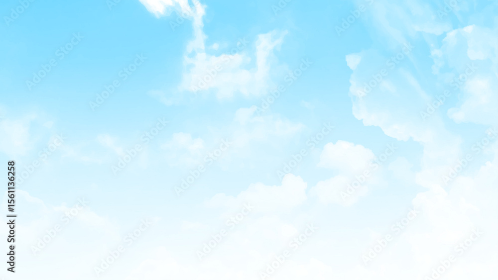 Poster Background with clouds on blue sky. Natural view of clear blue sky and clouds, clouds with background. Vector background. 