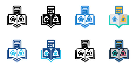 Income statement icon set multiple style collection 
