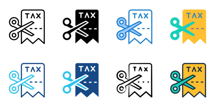 Tax deduction icon set multiple style collection 
