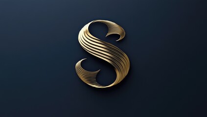 Gold letter S with embossed, flowing lines on a dark navy backdrop
