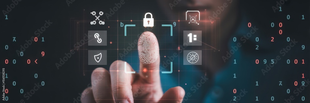 Poster finger identification process with security interface.