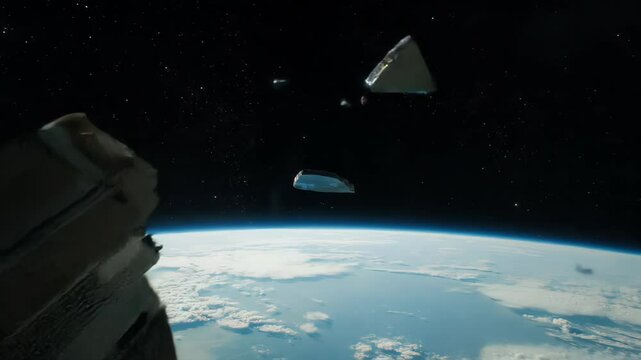 Two Satellites Colliding Violently in Space
