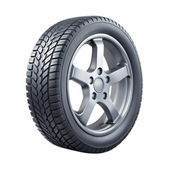 Obraz premium A black tire with silver rim isolated on transparent background