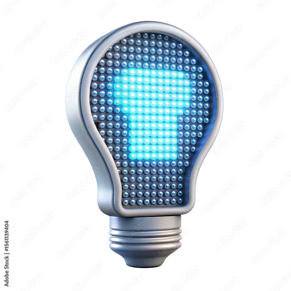 Aufkleber a futuristic lightbulb with a blue led display isolated on transparent background