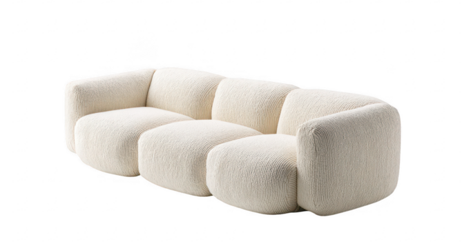 Creamy, rounded sectional sofa