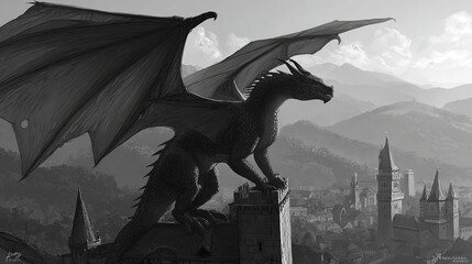 Fototapeta premium black dragon on black background