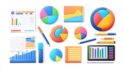 Fototapeta premium Colorful Charts and Data Visualization Tools.