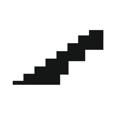 Obraz premium Pixel Art Staircase Simple Black and White Ascending Steps Illustration