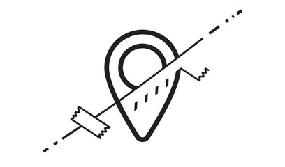 Conceptual depiction of location disruption with map pin and crossed out route