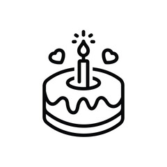 Black line icon for cake