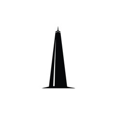 Sleek Black Silhouette of a Modern Skyscraper Architectural Vector Illustration