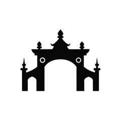 Elegant Asian Archway Silhouette Architectural Vector Illustration