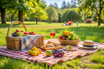 picnic basket with apples