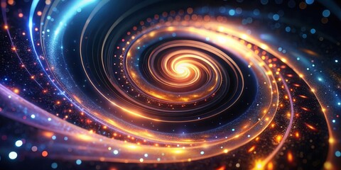 Obraz premium Abstract Glowing Spiral of Light and Energy, a Dynamic and Captivating Visual Representation of Cosmic Phenomena