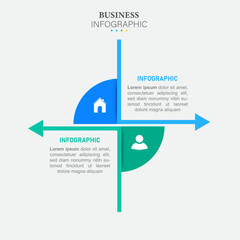 Thin line flat element design template. Business concept with 2 steps, options, processes. Vector illustration.